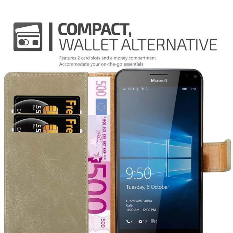 Cadorabo Hülle kompatibel mit Nokia Lumia 950 XL Schutzhülle mit Magnetverschluss, Standfunktion und Kartenfach