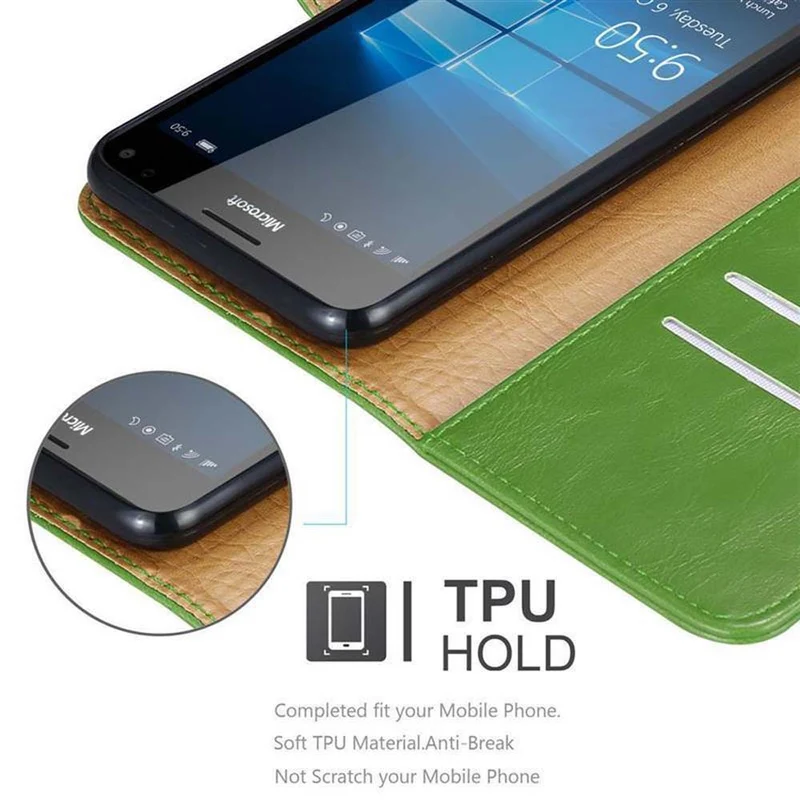 Cadorabo Hülle kompatibel mit Nokia Lumia 950 XL Schutzhülle mit Magnetverschluss, Standfunktion und Kartenfach