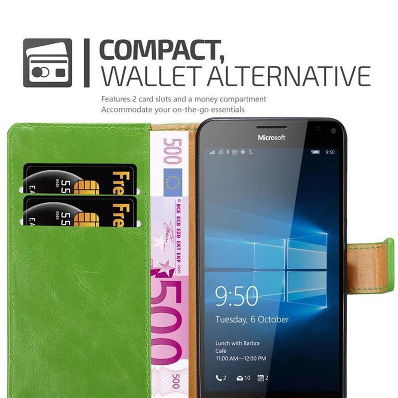 Cadorabo Hülle kompatibel mit Nokia Lumia 950 XL Schutzhülle mit Magnetverschluss, Standfunktion und Kartenfach