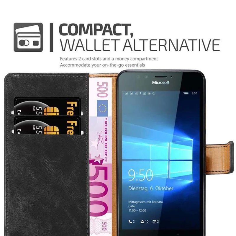 Cadorabo Hülle kompatibel mit Nokia Lumia 950 Schutzhülle mit Magnetverschluss, Standfunktion und Kartenfach