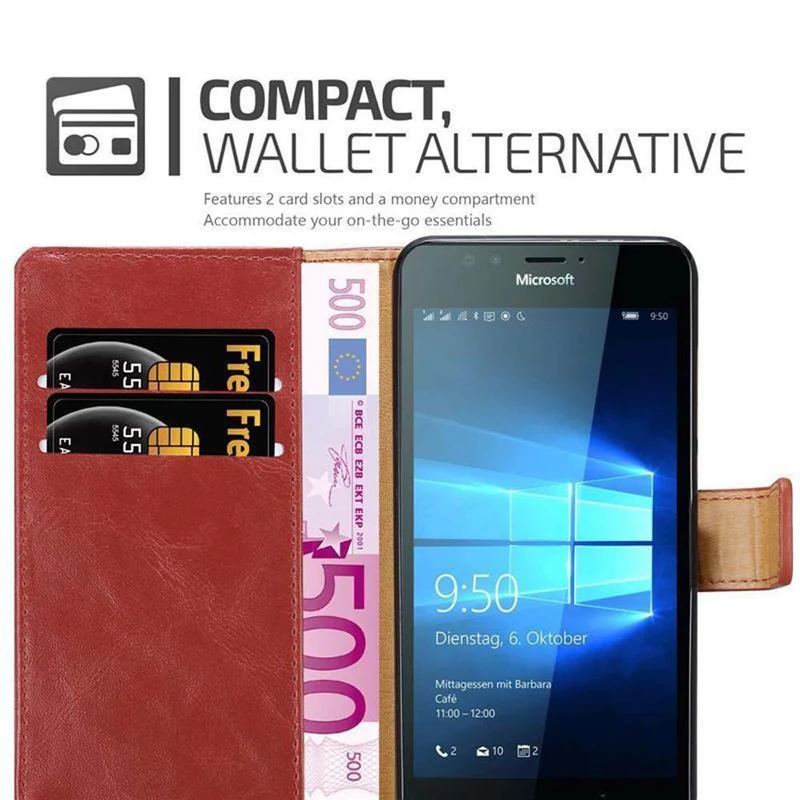 Cadorabo Hülle kompatibel mit Nokia Lumia 950 Schutzhülle mit Magnetverschluss, Standfunktion und Kartenfach