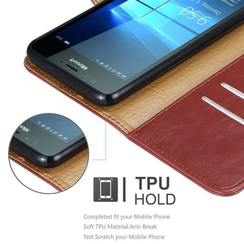 Cadorabo Hülle kompatibel mit Nokia Lumia 950 Schutzhülle mit Magnetverschluss, Standfunktion und Kartenfach