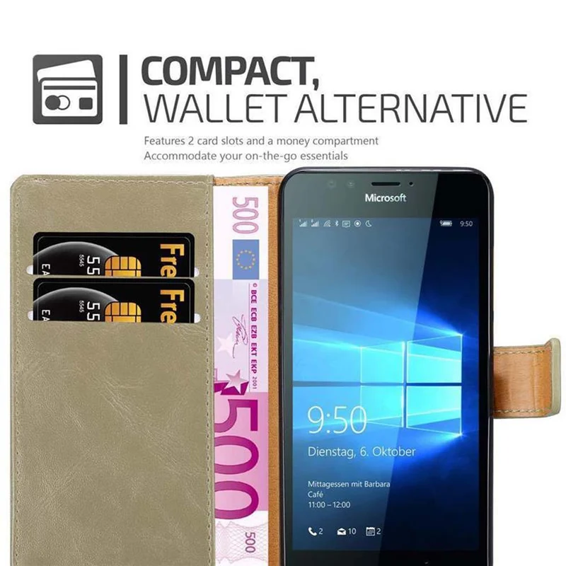 Cadorabo Hülle kompatibel mit Nokia Lumia 950 Schutzhülle mit Magnetverschluss, Standfunktion und Kartenfach