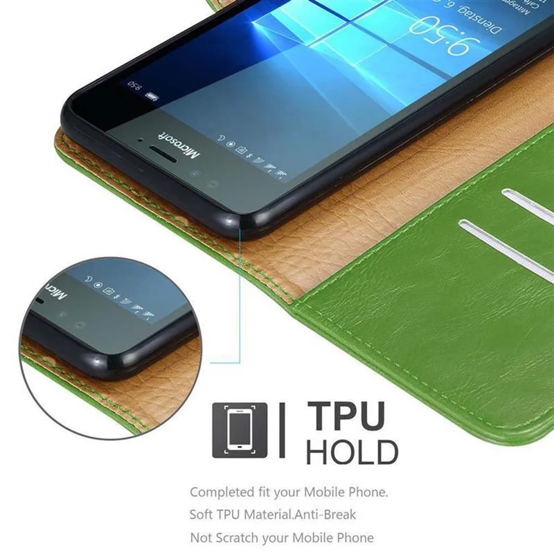 Cadorabo Hülle kompatibel mit Nokia Lumia 950 Schutzhülle mit Magnetverschluss, Standfunktion und Kartenfach