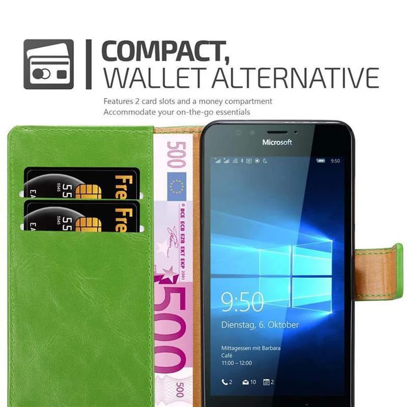 Cadorabo Hülle kompatibel mit Nokia Lumia 950 Schutzhülle mit Magnetverschluss, Standfunktion und Kartenfach