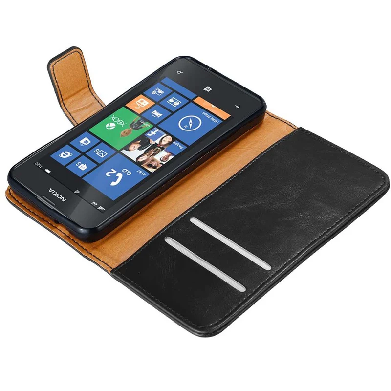 Cadorabo Hülle kompatibel mit Nokia Lumia 520 / 521 Schutzhülle mit Magnetverschluss, Standfunktion und Kartenfach