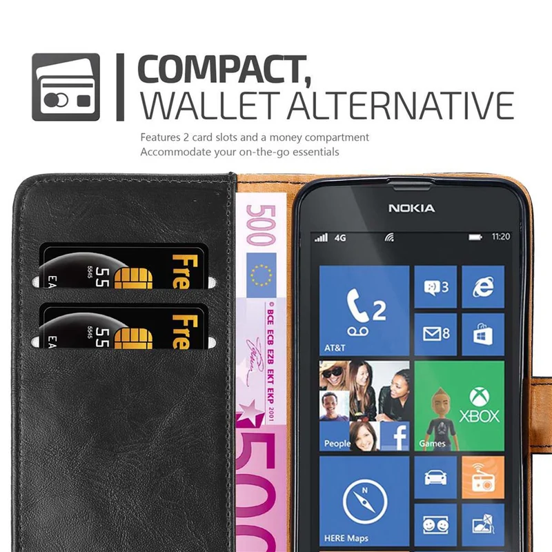 Cadorabo Hülle kompatibel mit Nokia Lumia 520 / 521 Schutzhülle mit Magnetverschluss, Standfunktion und Kartenfach