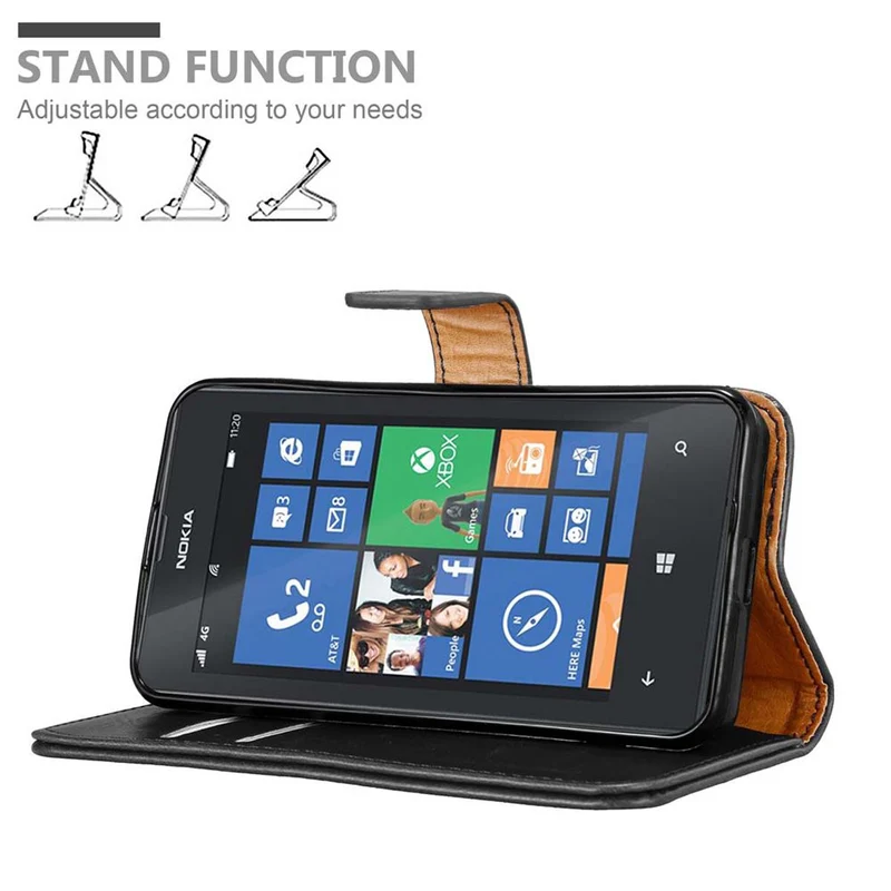 Cadorabo Hülle kompatibel mit Nokia Lumia 520 / 521 Schutzhülle mit Magnetverschluss, Standfunktion und Kartenfach