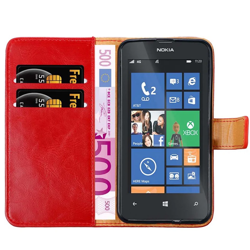 Cadorabo Hülle kompatibel mit Nokia Lumia 520 / 521 Schutzhülle mit Magnetverschluss, Standfunktion und Kartenfach