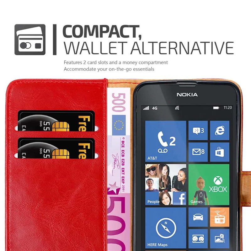 Cadorabo Hülle kompatibel mit Nokia Lumia 520 / 521 Schutzhülle mit Magnetverschluss, Standfunktion und Kartenfach