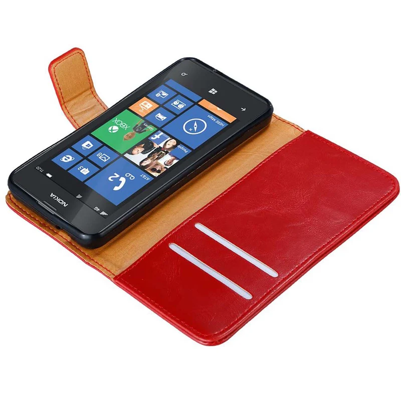 Cadorabo Hülle kompatibel mit Nokia Lumia 520 / 521 Schutzhülle mit Magnetverschluss, Standfunktion und Kartenfach