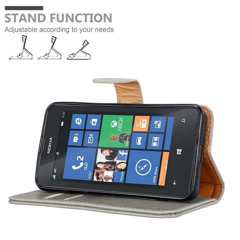 Cadorabo Hülle kompatibel mit Nokia Lumia 520 / 521 Schutzhülle mit Magnetverschluss, Standfunktion und Kartenfach