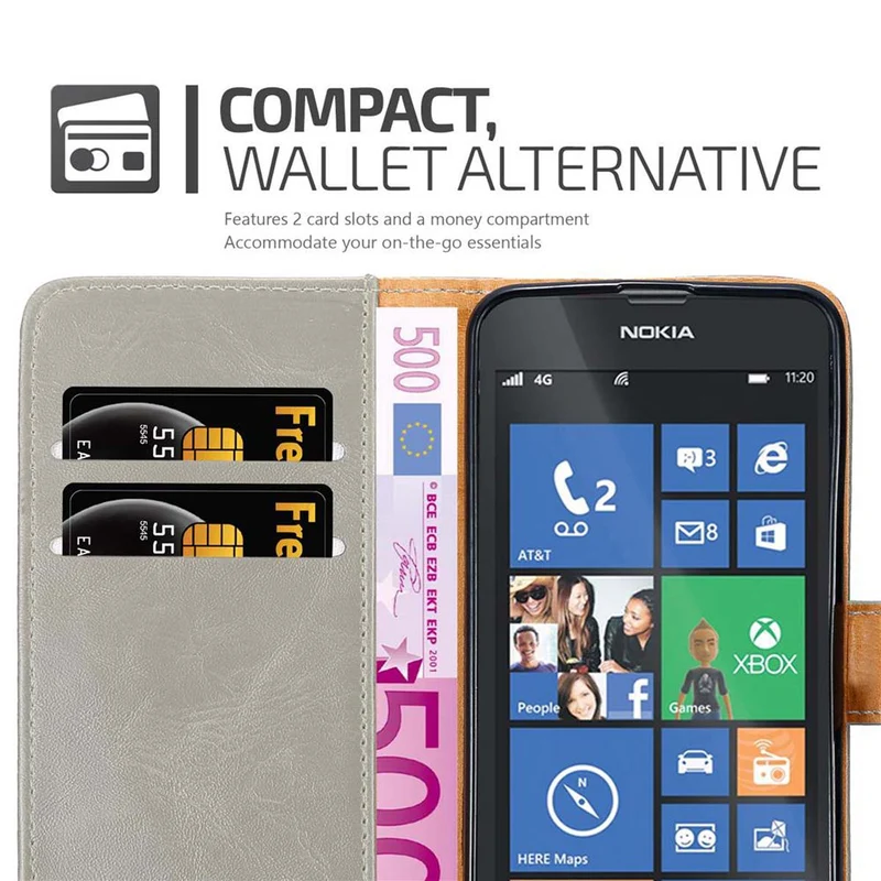 Cadorabo Hülle kompatibel mit Nokia Lumia 520 / 521 Schutzhülle mit Magnetverschluss, Standfunktion und Kartenfach