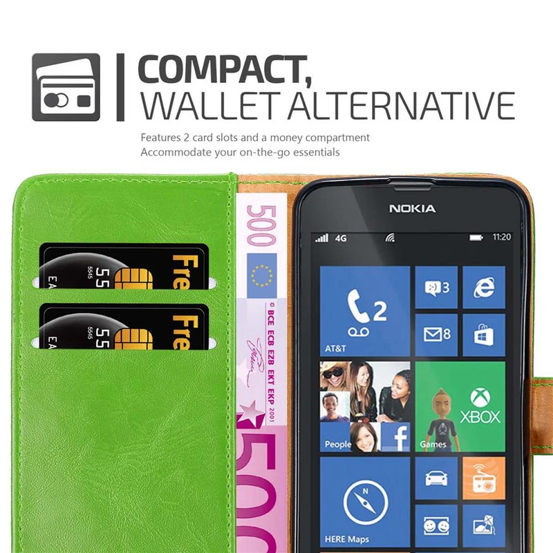 Cadorabo Hülle kompatibel mit Nokia Lumia 520 / 521 Schutzhülle mit Magnetverschluss, Standfunktion und Kartenfach