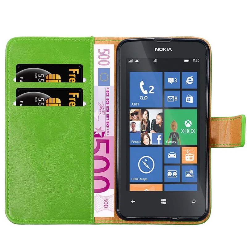 Cadorabo Hülle kompatibel mit Nokia Lumia 520 / 521 Schutzhülle mit Magnetverschluss, Standfunktion und Kartenfach