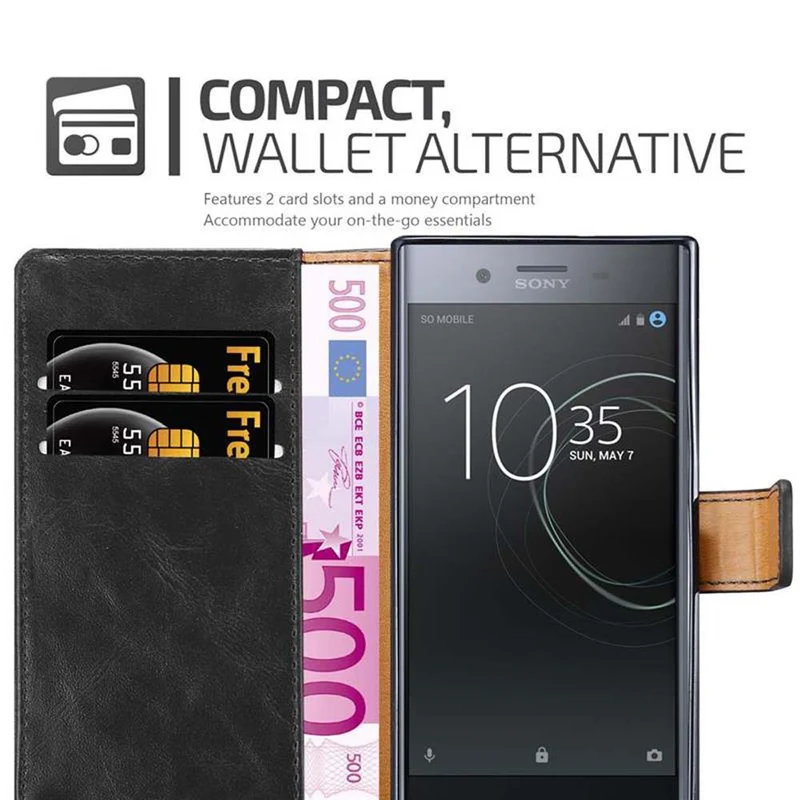 Cadorabo Hülle kompatibel mit Sony Xperia XZ / XZs Schutzhülle mit Magnetverschluss, Standfunktion und Kartenfach