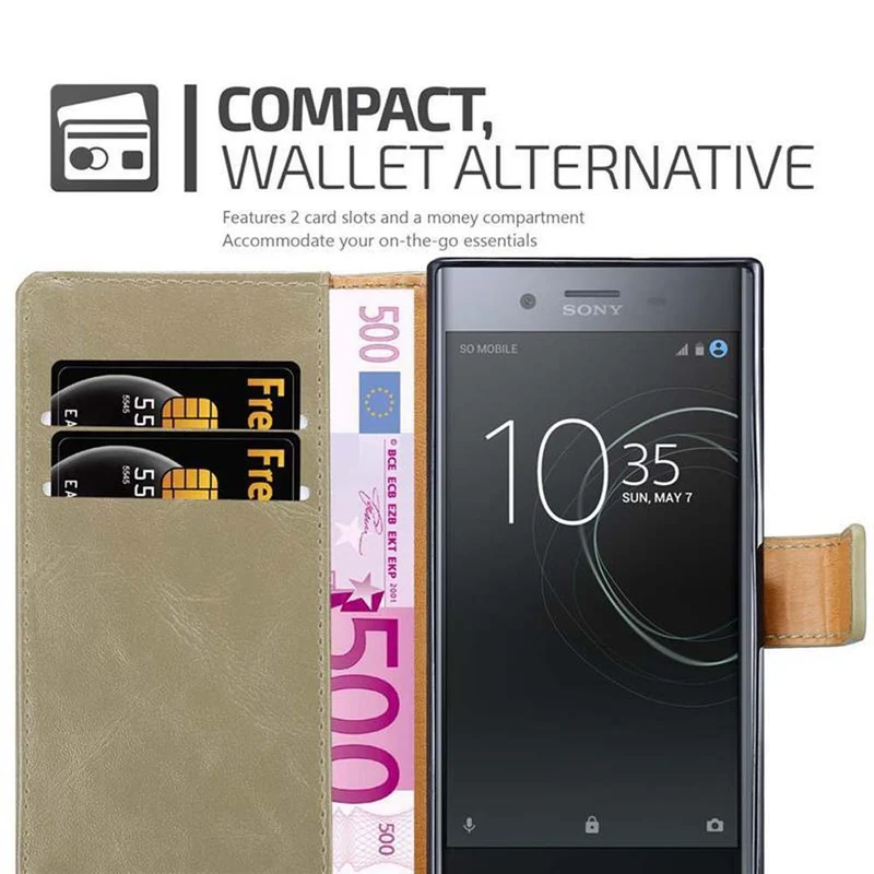 Cadorabo Hülle kompatibel mit Sony Xperia XZ / XZs Schutzhülle mit Magnetverschluss, Standfunktion und Kartenfach
