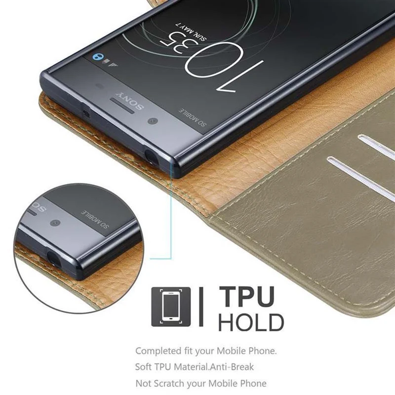 Cadorabo Hülle kompatibel mit Sony Xperia XZ / XZs Schutzhülle mit Magnetverschluss, Standfunktion und Kartenfach