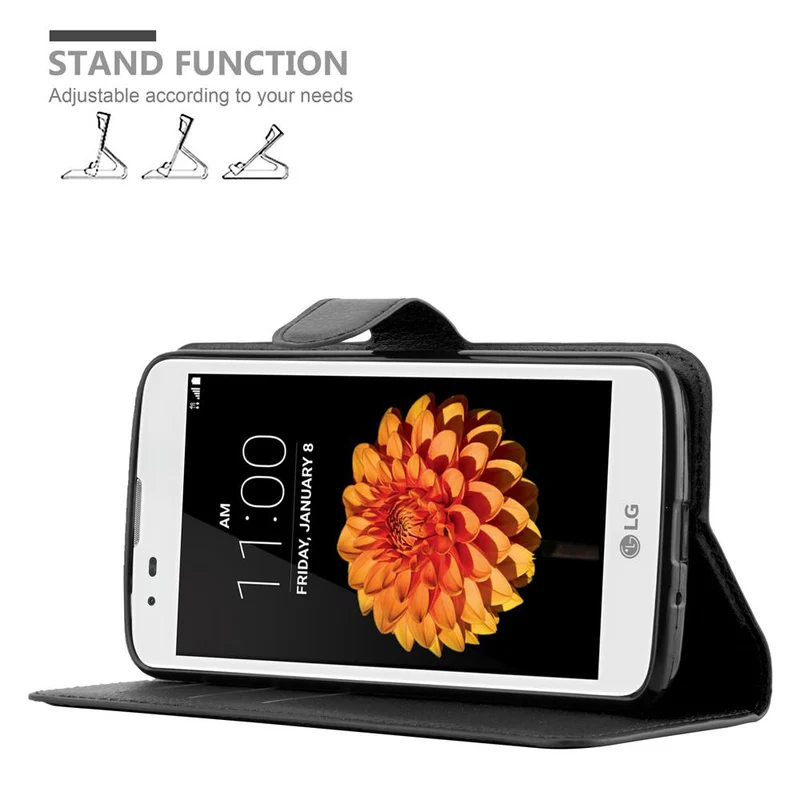 Cadorabo Hülle kompatibel mit LG K7 2016 Schutzhülle mit Magnetverschluss, Standfunktion und Kartenfach