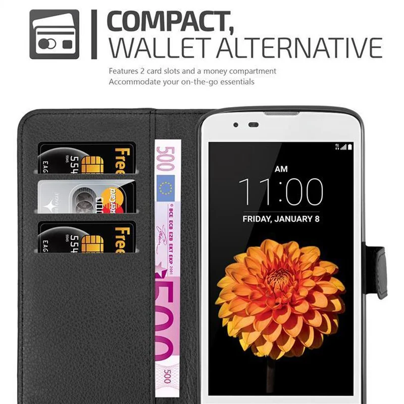 Cadorabo Hülle kompatibel mit LG K7 2016 Schutzhülle mit Magnetverschluss, Standfunktion und Kartenfach