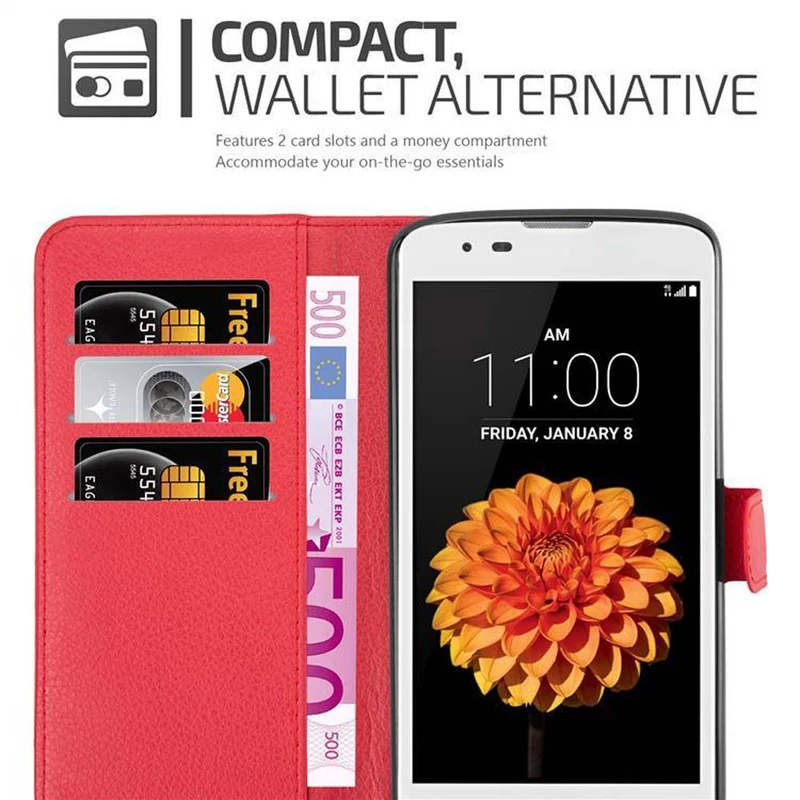 Cadorabo Hülle kompatibel mit LG K7 2016 Schutzhülle mit Magnetverschluss, Standfunktion und Kartenfach