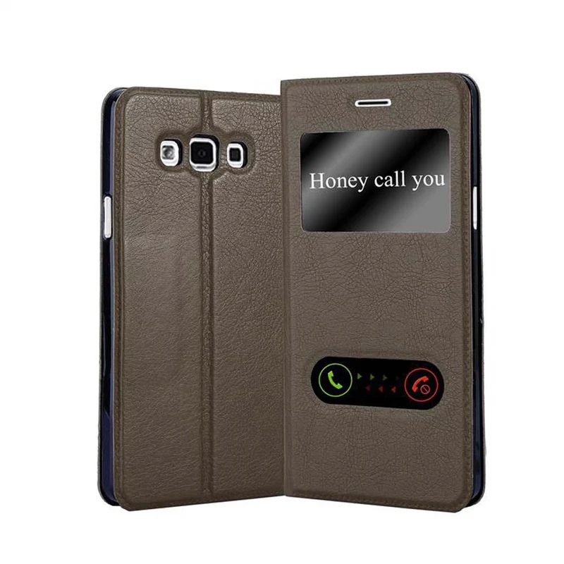 Cadorabo Hülle kompatibel mit Samsung Galaxy A7 2015 Schutzhülle mit Magnetverschluss, Standfunktion und 2 Sichtfenstern