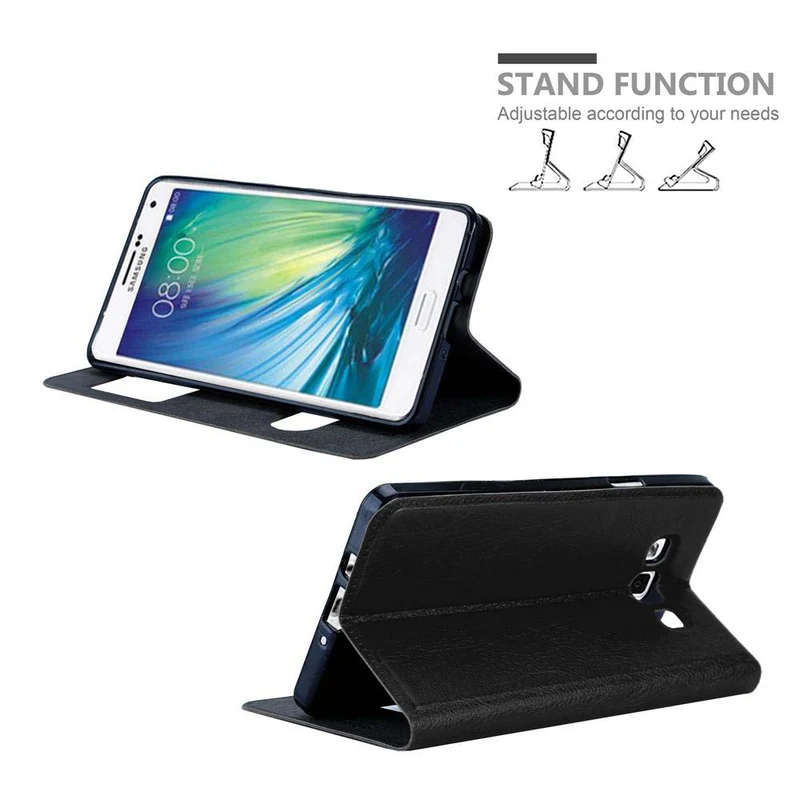 Cadorabo Hülle kompatibel mit Samsung Galaxy A7 2015 Schutzhülle mit Magnetverschluss, Standfunktion und 2 Sichtfenstern