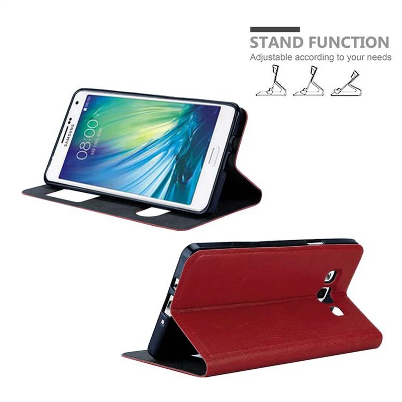 Cadorabo Hülle kompatibel mit Samsung Galaxy A7 2015 Schutzhülle mit Magnetverschluss, Standfunktion und 2 Sichtfenstern