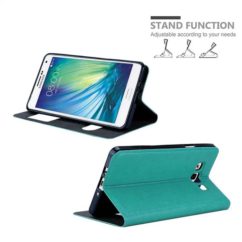 Cadorabo Hülle kompatibel mit Samsung Galaxy A7 2015 Schutzhülle mit Magnetverschluss, Standfunktion und 2 Sichtfenstern