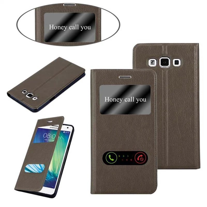 Cadorabo Hülle kompatibel mit Samsung Galaxy A7 2015 Schutzhülle mit Magnetverschluss, Standfunktion und 2 Sichtfenstern