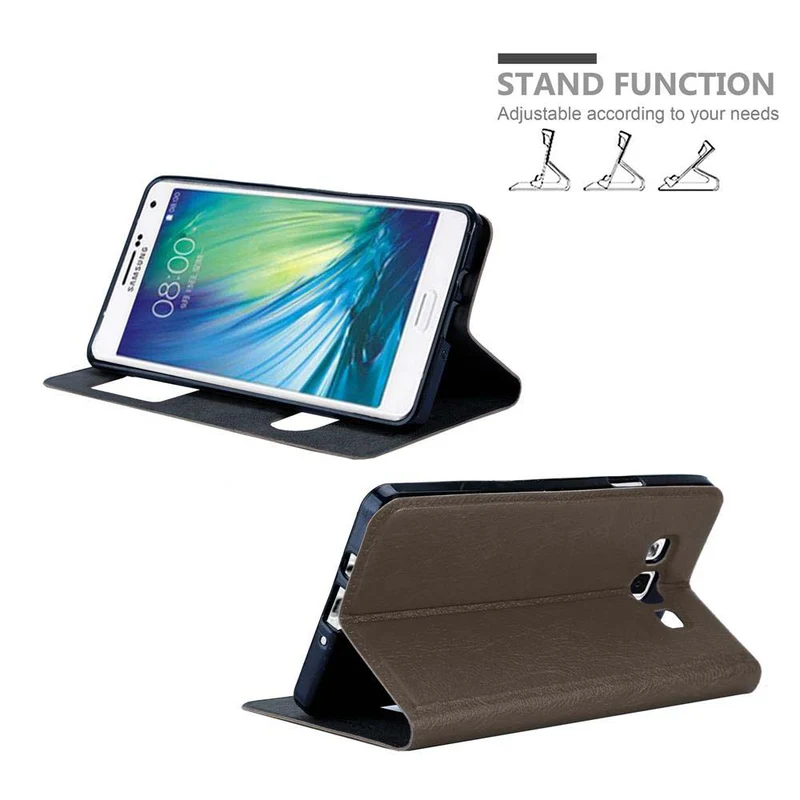 Cadorabo Hülle kompatibel mit Samsung Galaxy A7 2015 Schutzhülle mit Magnetverschluss, Standfunktion und 2 Sichtfenstern