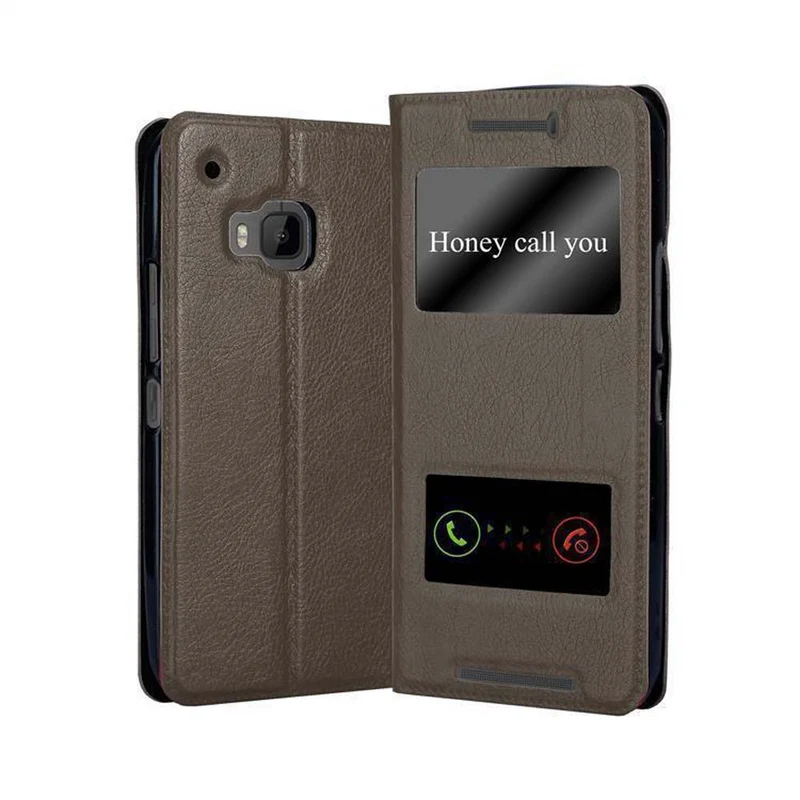 Cadorabo Hülle kompatibel mit HTC ONE M9 Schutzhülle mit Magnetverschluss, Standfunktion und 2 Sichtfenstern