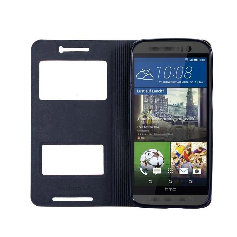 Cadorabo Hülle kompatibel mit HTC ONE M9 Schutzhülle mit Magnetverschluss, Standfunktion und 2 Sichtfenstern
