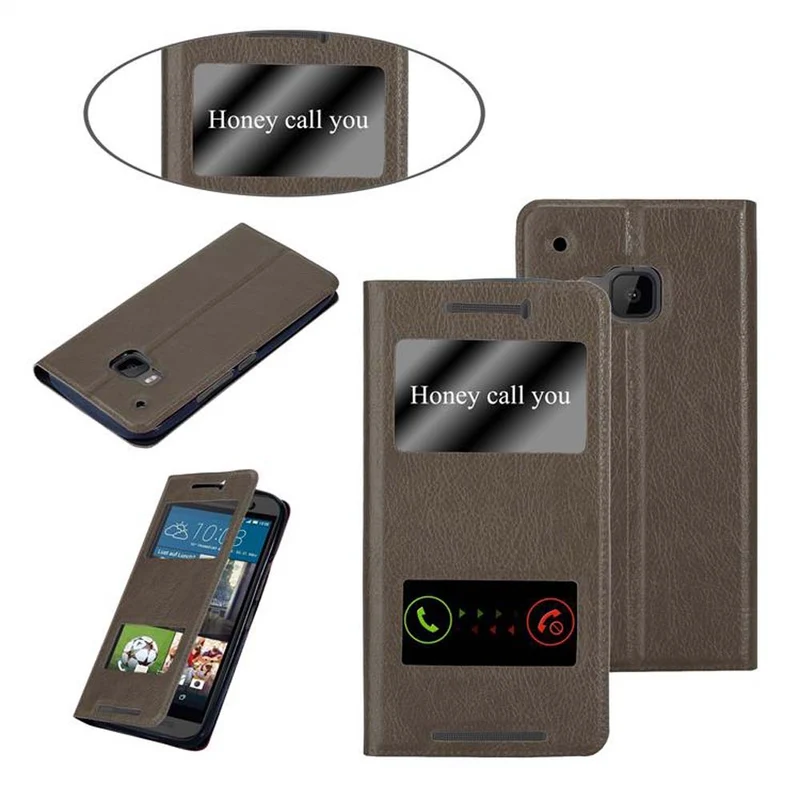 Cadorabo Hülle kompatibel mit HTC ONE M9 Schutzhülle mit Magnetverschluss, Standfunktion und 2 Sichtfenstern