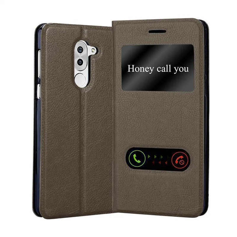 Cadorabo Hülle kompatibel mit Huawei MATE 9 LITE / GR5 2017 / Honor 6X Schutzhülle mit Magnetverschluss, Standfunktion und 2 Sichtfenstern