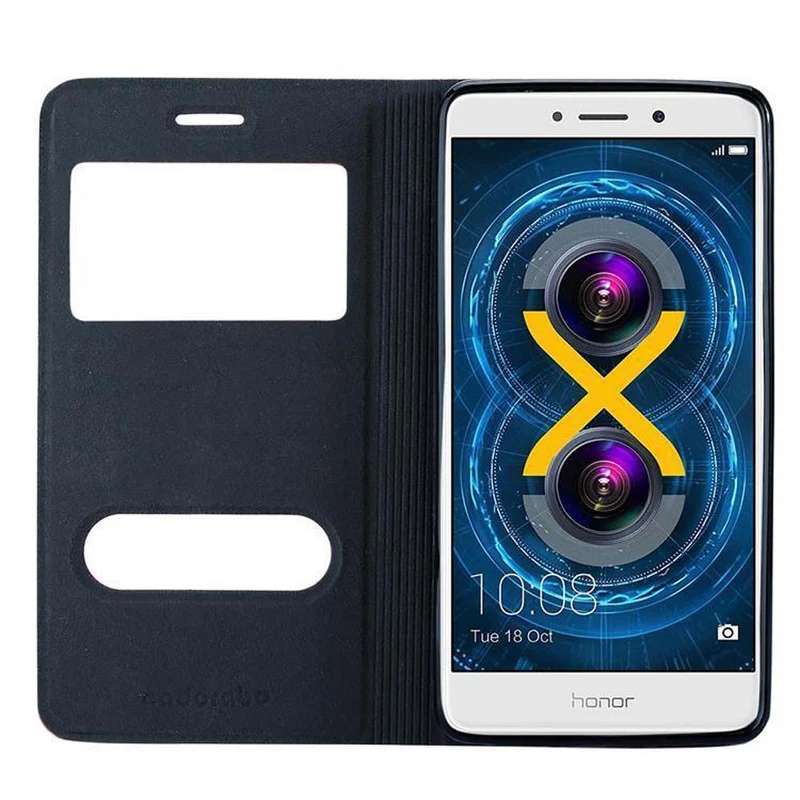 Cadorabo Hülle kompatibel mit Huawei MATE 9 LITE / GR5 2017 / Honor 6X Schutzhülle mit Magnetverschluss, Standfunktion und 2 Sichtfenstern