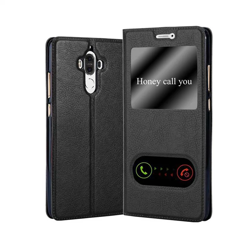 Cadorabo Hülle kompatibel mit Huawei MATE 9 Schutzhülle mit Magnetverschluss, Standfunktion und 2 Sichtfenstern
