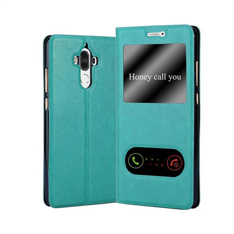 Cadorabo Hülle kompatibel mit Huawei MATE 9 Schutzhülle mit Magnetverschluss, Standfunktion und 2 Sichtfenstern