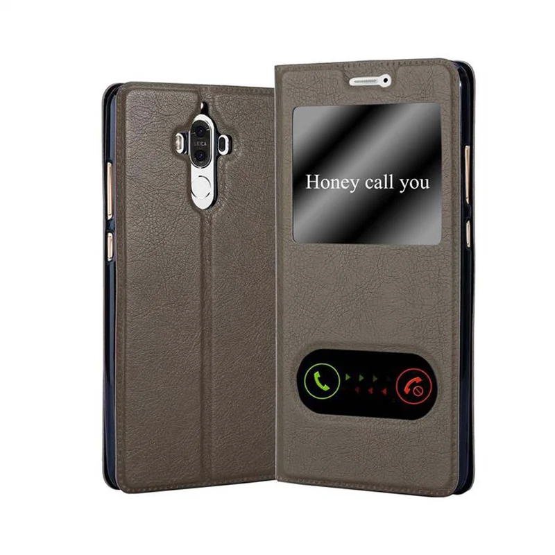 Cadorabo Hülle kompatibel mit Huawei MATE 9 Schutzhülle mit Magnetverschluss, Standfunktion und 2 Sichtfenstern