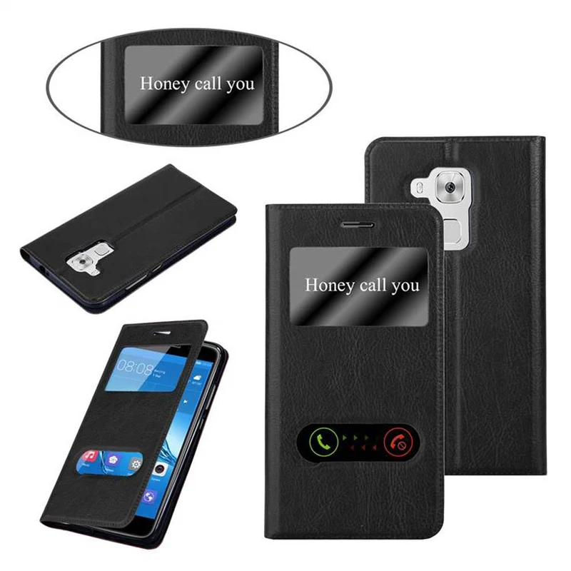 Cadorabo Hülle kompatibel mit Huawei NOVA PLUS Schutzhülle mit Magnetverschluss, Standfunktion und 2 Sichtfenstern