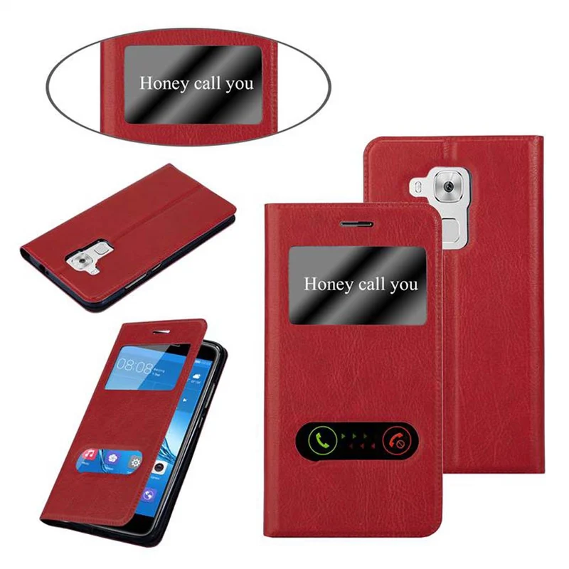 Cadorabo Hülle kompatibel mit Huawei NOVA PLUS Schutzhülle mit Magnetverschluss, Standfunktion und 2 Sichtfenstern