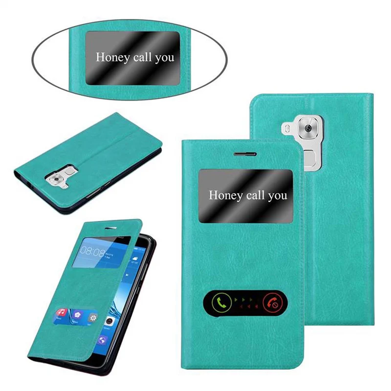 Cadorabo Hülle kompatibel mit Huawei NOVA PLUS Schutzhülle mit Magnetverschluss, Standfunktion und 2 Sichtfenstern