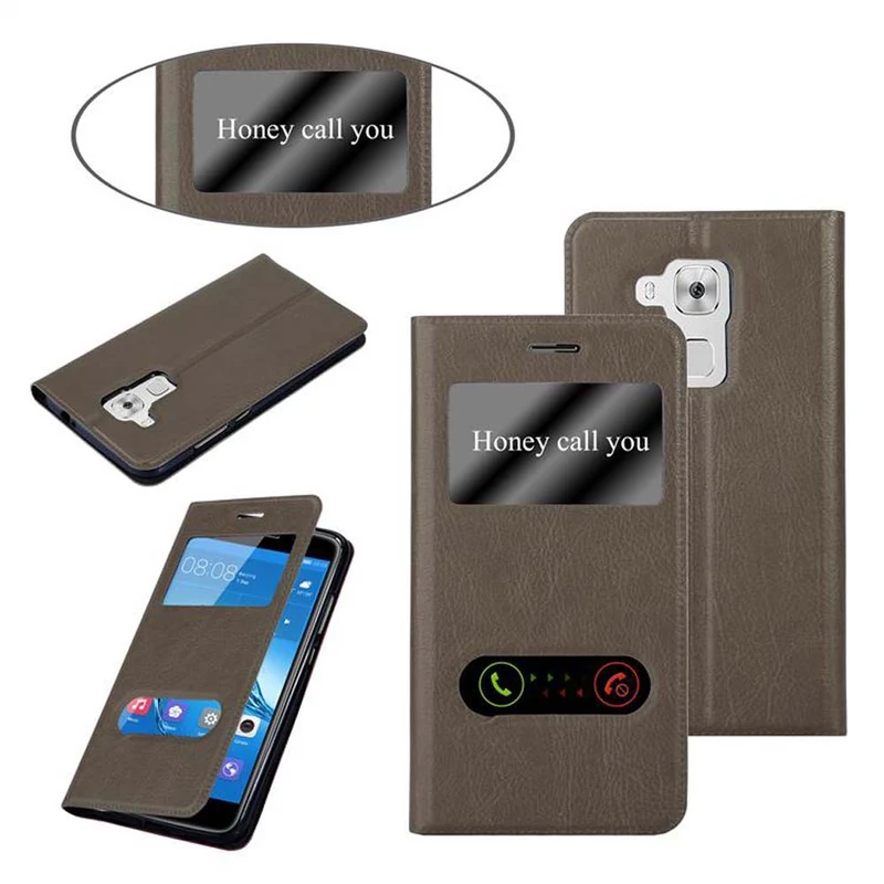 Cadorabo Hülle kompatibel mit Huawei NOVA PLUS Schutzhülle mit Magnetverschluss, Standfunktion und 2 Sichtfenstern