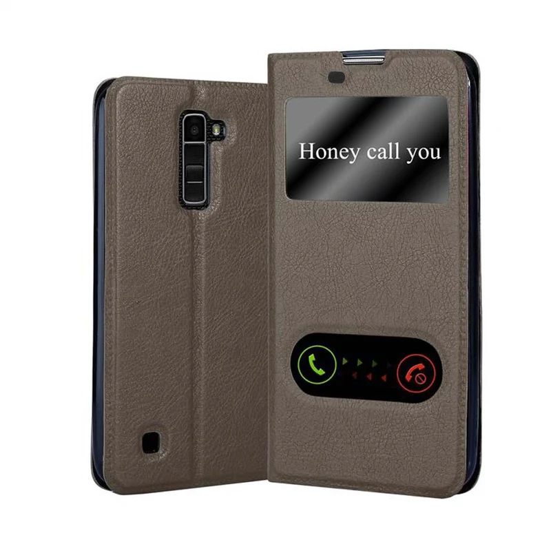 Cadorabo Hülle kompatibel mit LG K10 2016 Schutzhülle mit Magnetverschluss, Standfunktion und 2 Sichtfenstern