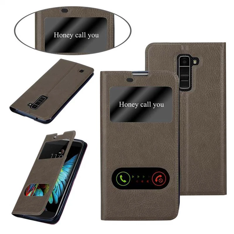 Cadorabo Hülle kompatibel mit LG K10 2016 Schutzhülle mit Magnetverschluss, Standfunktion und 2 Sichtfenstern