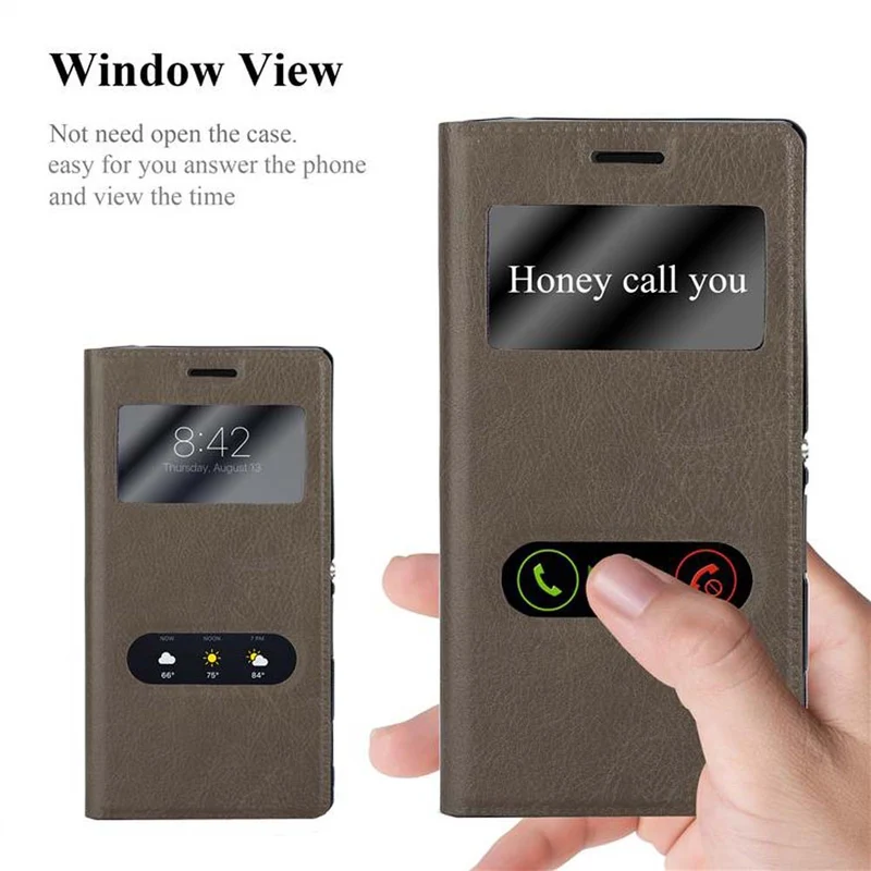 Cadorabo Hülle kompatibel mit Sony Xperia M2 / M2 AQUA Schutzhülle mit Magnetverschluss, Standfunktion und 2 Sichtfenstern