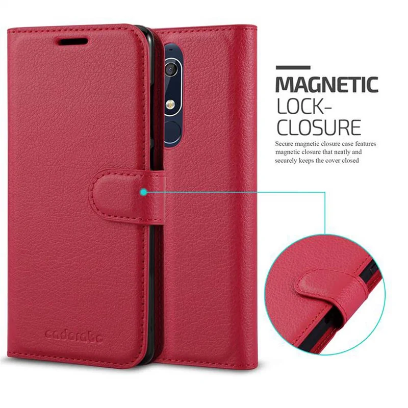 Cadorabo Hülle kompatibel mit Nokia 5,1 Schutzhülle mit Magnetverschluss, Standfunktion und Kartenfach