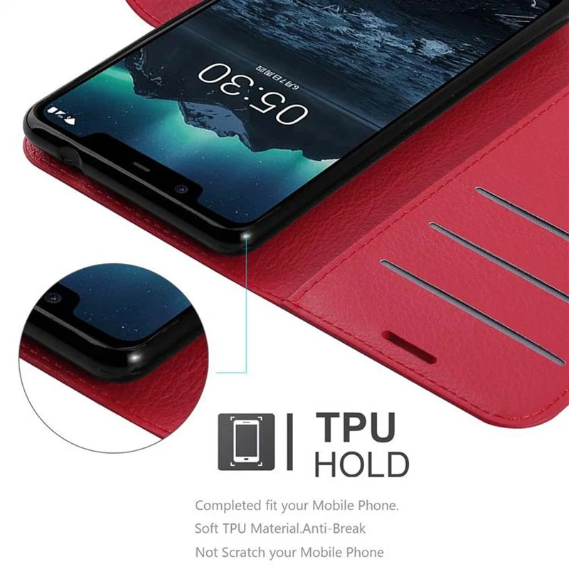 Cadorabo Hülle kompatibel mit Nokia 5,1 Schutzhülle mit Magnetverschluss, Standfunktion und Kartenfach