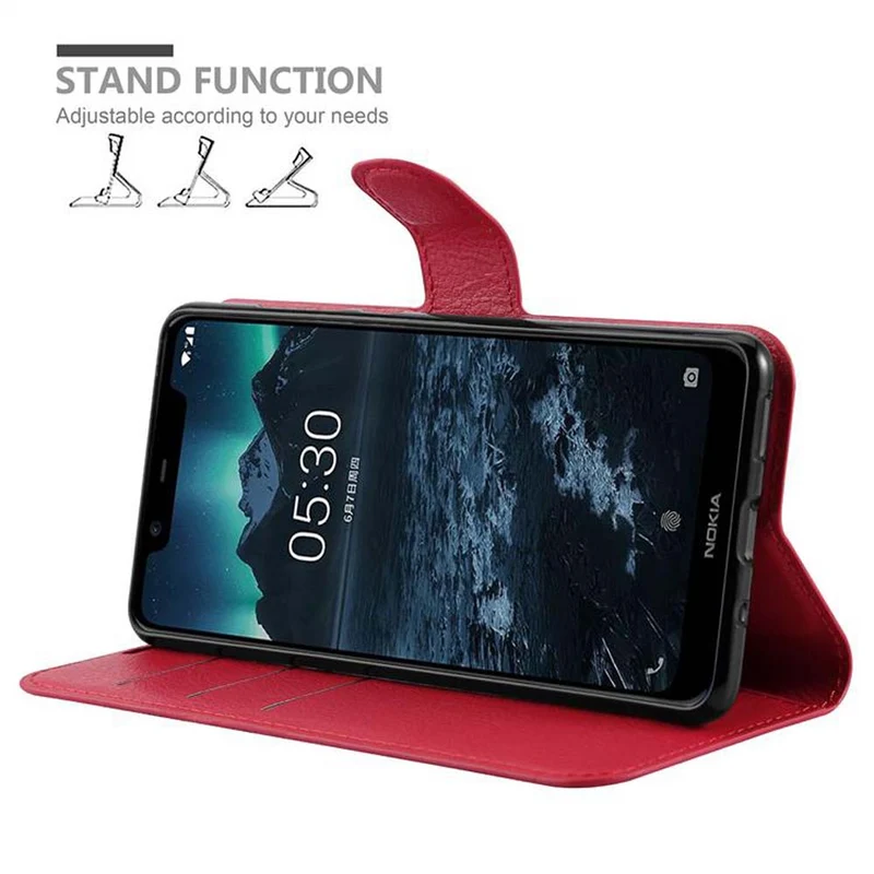 Cadorabo Hülle kompatibel mit Nokia 5,1 Schutzhülle mit Magnetverschluss, Standfunktion und Kartenfach