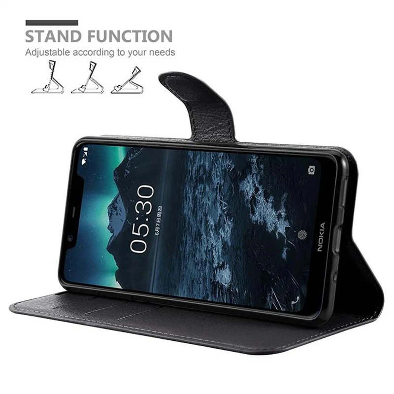 Cadorabo Hülle kompatibel mit Nokia 5,1 Schutzhülle mit Magnetverschluss, Standfunktion und Kartenfach